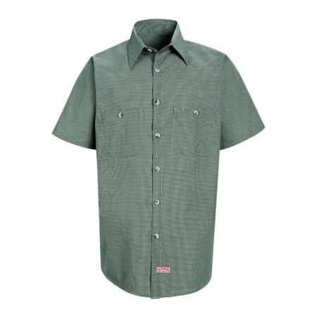 Vf Imagewear Red Kap Men's Micro-Check Uniform Shirt Short Sleeve Hunter/Khaki  Check L SP20 SP20HKSSL